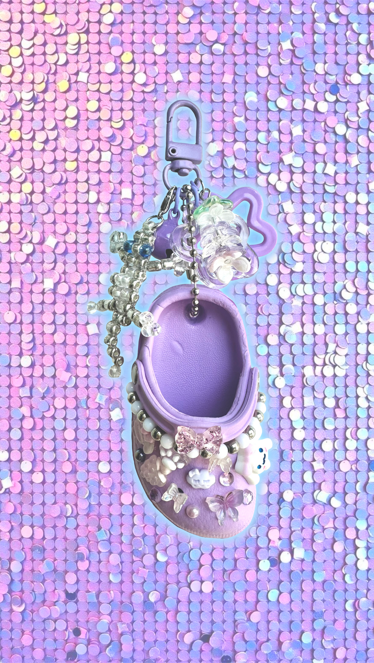 Lavender Croc Charm Keychain
