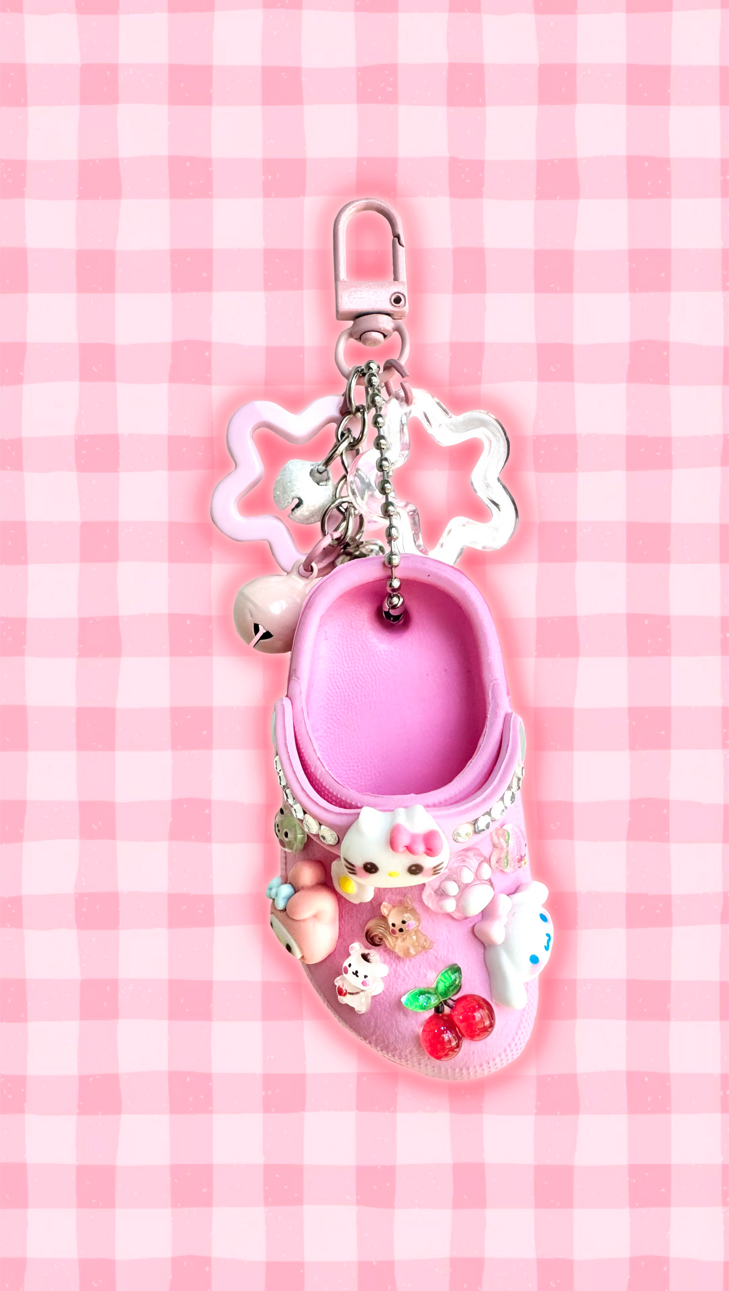 Kawaii Pink Croc Charm Keychain