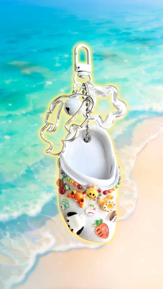 White Croc Charm Keychain